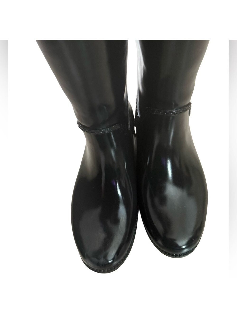 Michael Kors Waterproof Rubber Rain Boots Glossy Black Size 7 $150 - Picture 3 of 10